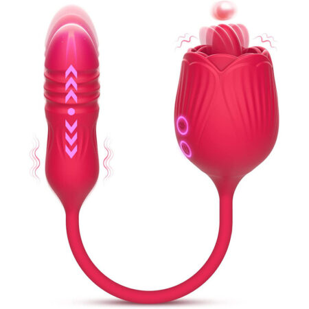 Rose Tongue Licking Vibrator with Thrusting Action