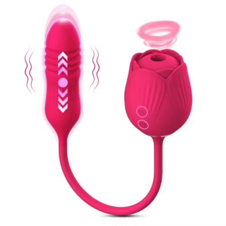 Rose Dual Pleasure Vibrator with Thrusting action
